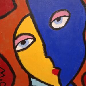 Gekleurd gezicht blauw