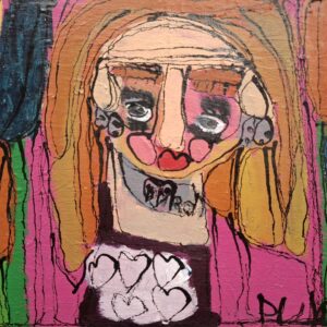 Zelfgezicht met vrolijke tulpen