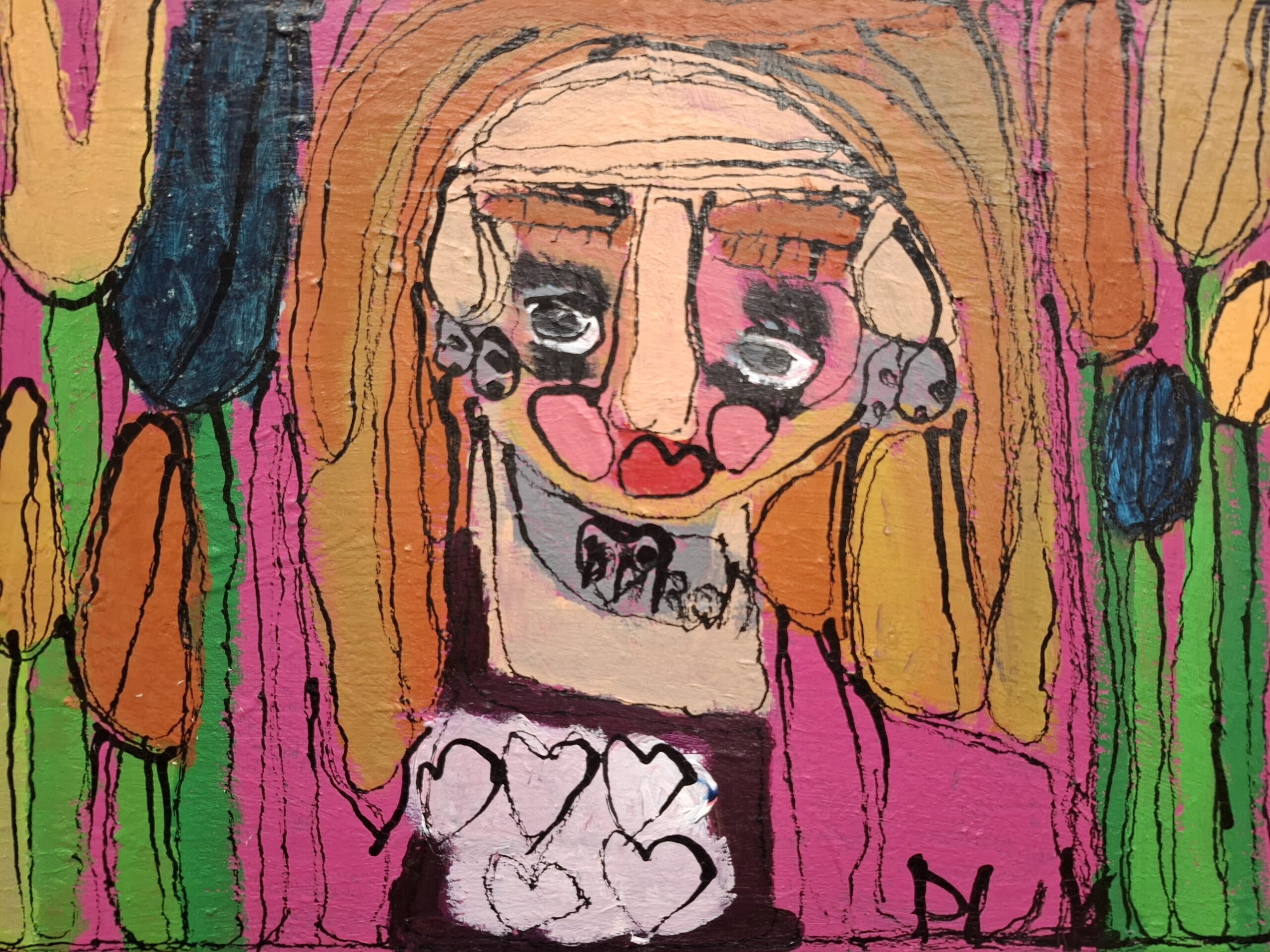 Zelfgezicht met vrolijke tulpen