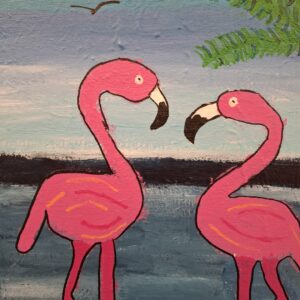 Flamingo's in het water