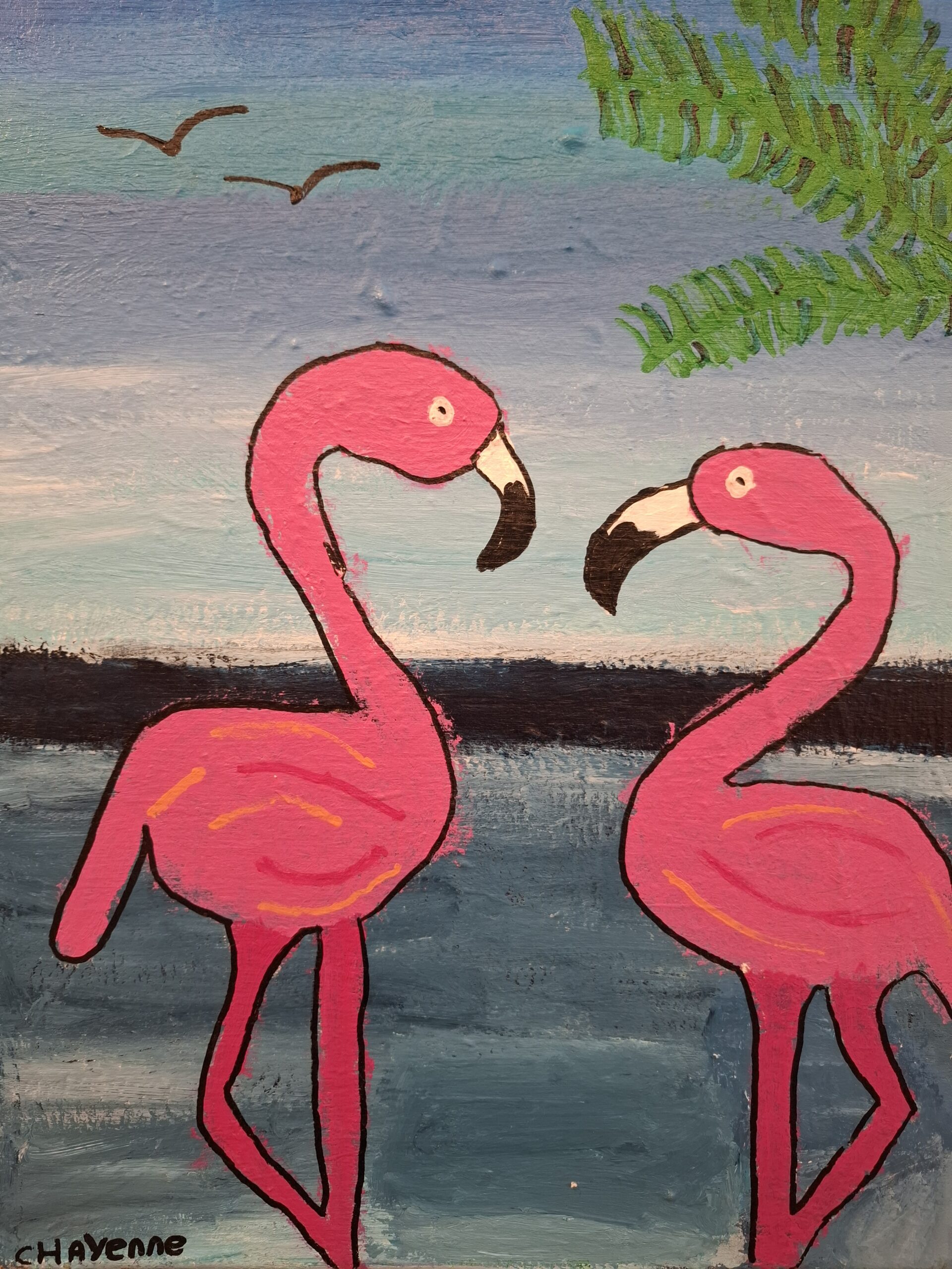 Flamingo's in het water